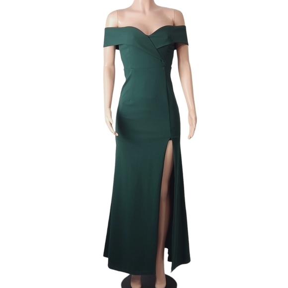LULU’S Forest Green Maxi Dress Gown Size: S - Picture 1 of 14